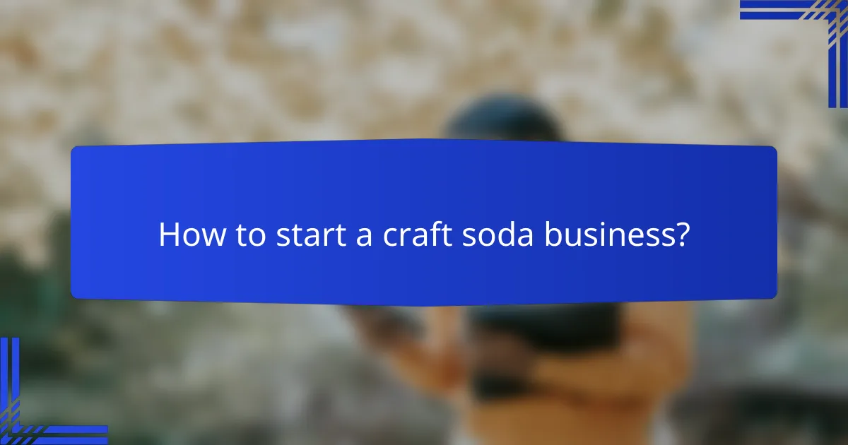 How to start a craft soda business?